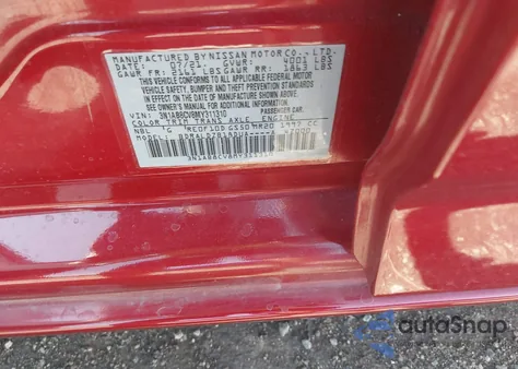 2021 Nissan Sentra Sv Xtronic Cvt z USA, uszkodzony, nr VIN 3N1AB8CV8MY311310